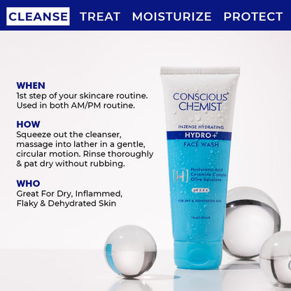Conscious Chemist Gentle Face Wash 100ml Hydrating Cleanser for Dry Skin