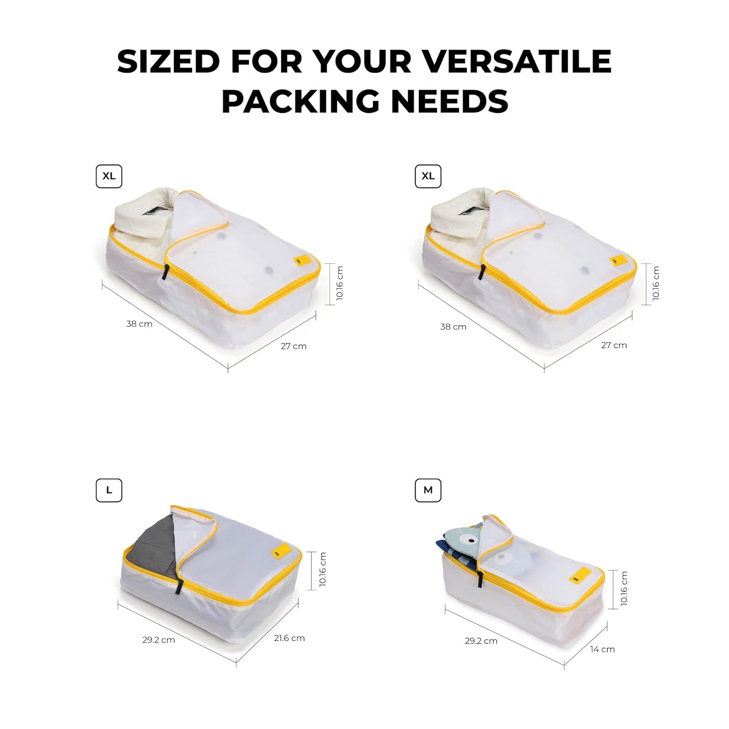MOKOBARA The Packing Cube Nylon Fabric Water Resistant Travel Organizer Wardrobe Organizer Set Of Packing Bag (Xl,Large, Medium, Shoe Bag, Toiletry Bag) (Set Of 4, Still Loading Sunray), Black