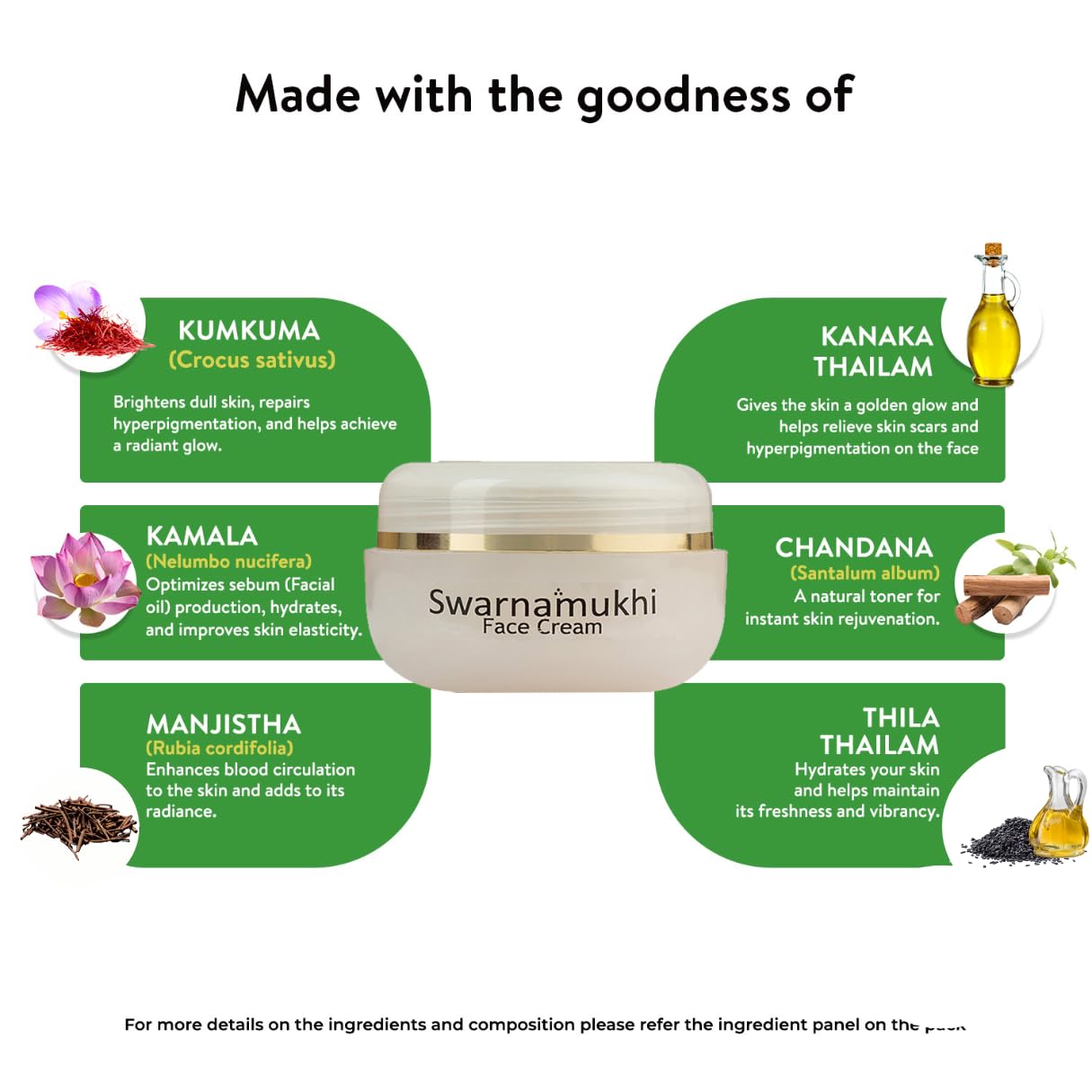 Kerala Ayurveda Swarnamukhi Face Cream| For a Natural Golden Glow |Face Cream for Dry Skin | Non-Greasy Formula| Night Cream for Dry Skin| with Kumkuma, Kamala, Manjishta, Chandana, Kanaka thailam, and Thila thailam |