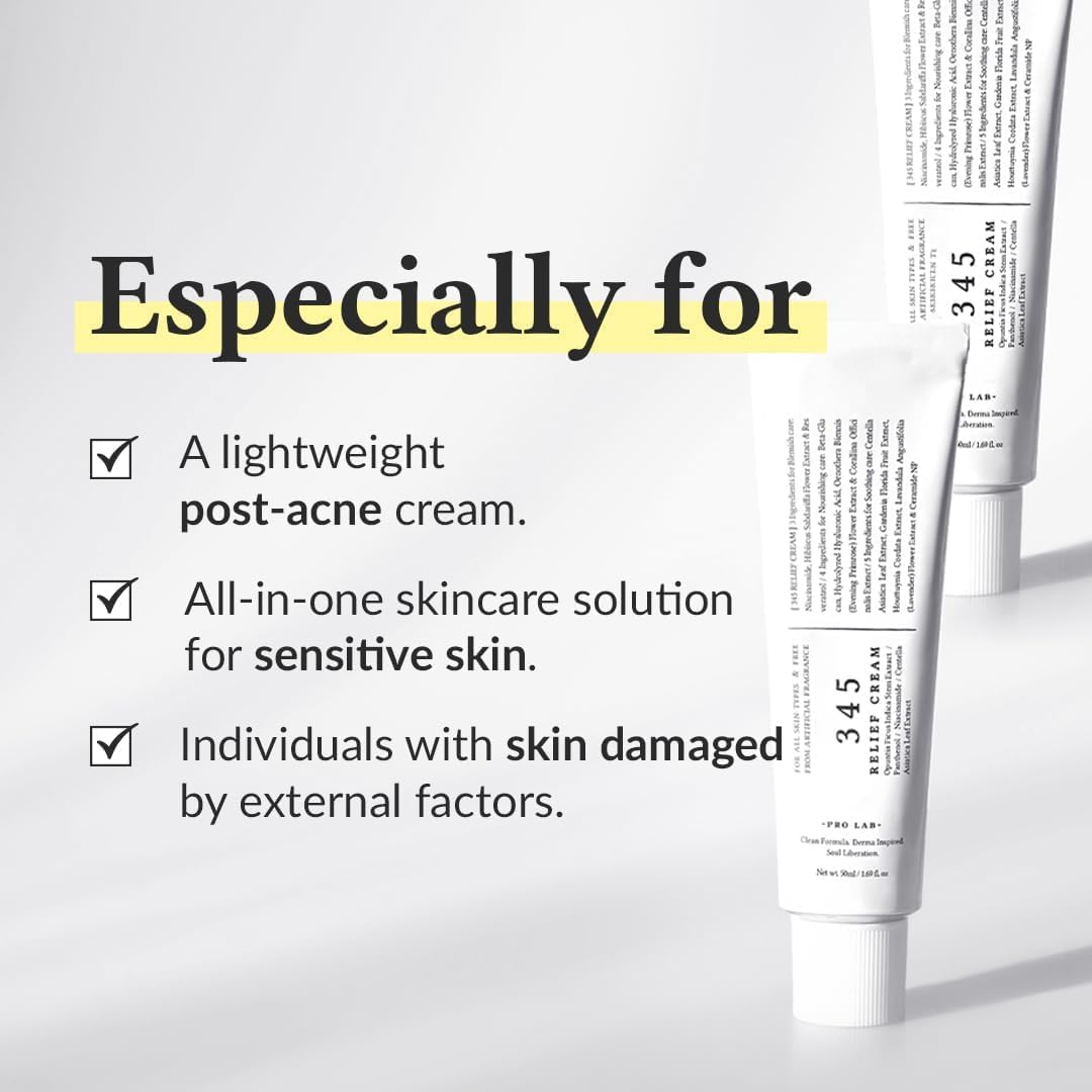 345 Relief Cream: Luxury Vegan Moisturizer for All Skin Types, 1.69 Fl Oz