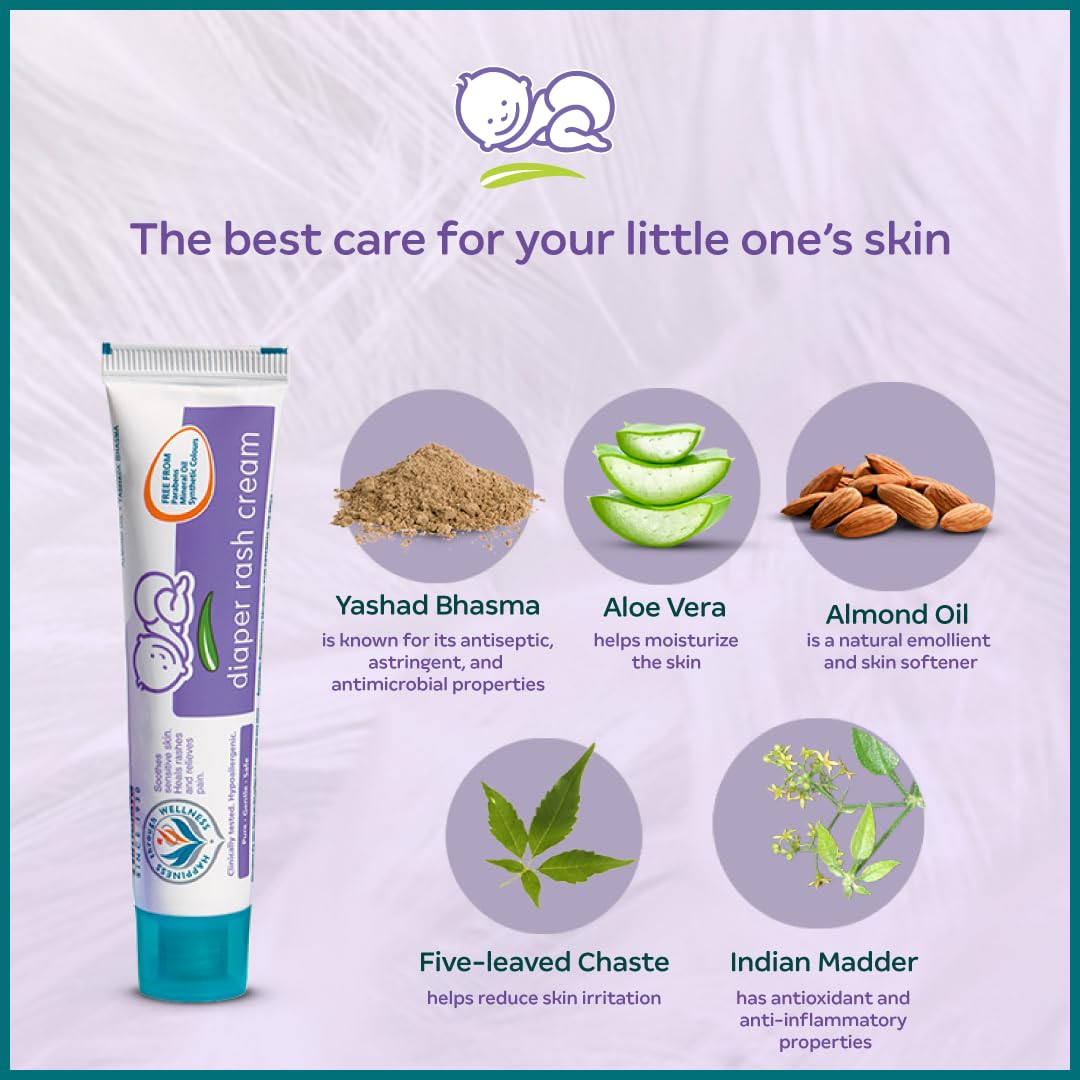 Himalaya Baby Diaper Rash Cream (100g) | Relieves Rashes, reduces Redness & Irritation | With Aloe Vera, Yashad Bhasma, Almond Oil