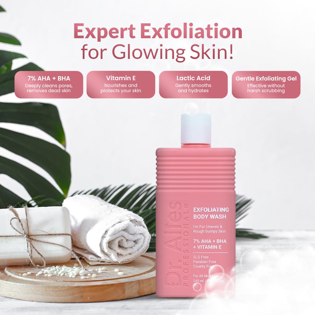 Dr. Alies Exfoliating Body Wash 245ml with AHA BHA for Smooth Skin