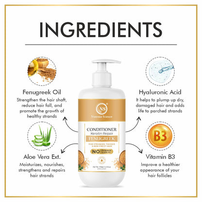 Nuerma Science Keratin Repair Fenugreek Hair Conditioner for Stronger, Thicker & Non-Frizzy Hair