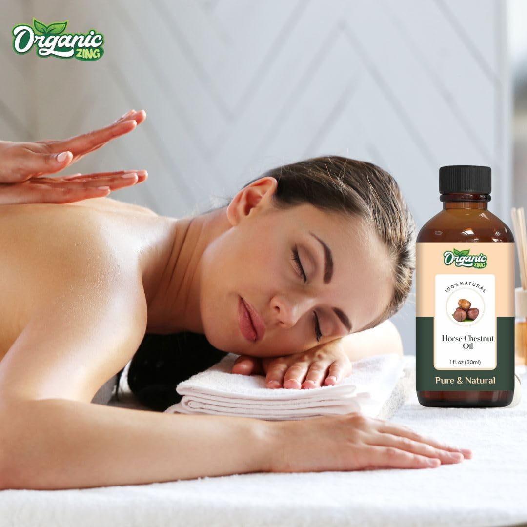 Organic Zing Horse Chestnut (Aesculus hippocastanum) Oil | Pure & Natural Essential Oil for Skincare, Hair Care & Massage