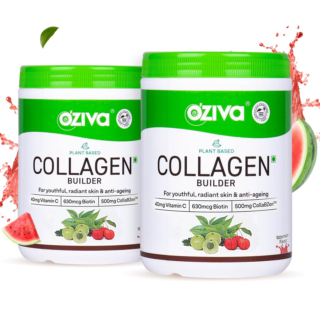 OZiva Phyto Ceramides+ Collagen Builder | For Mositure Retention, Barrier Repair & Hydration Boost | With Suran Extracts, CollabZen & SesZen-Bio | Blueberry Flavour