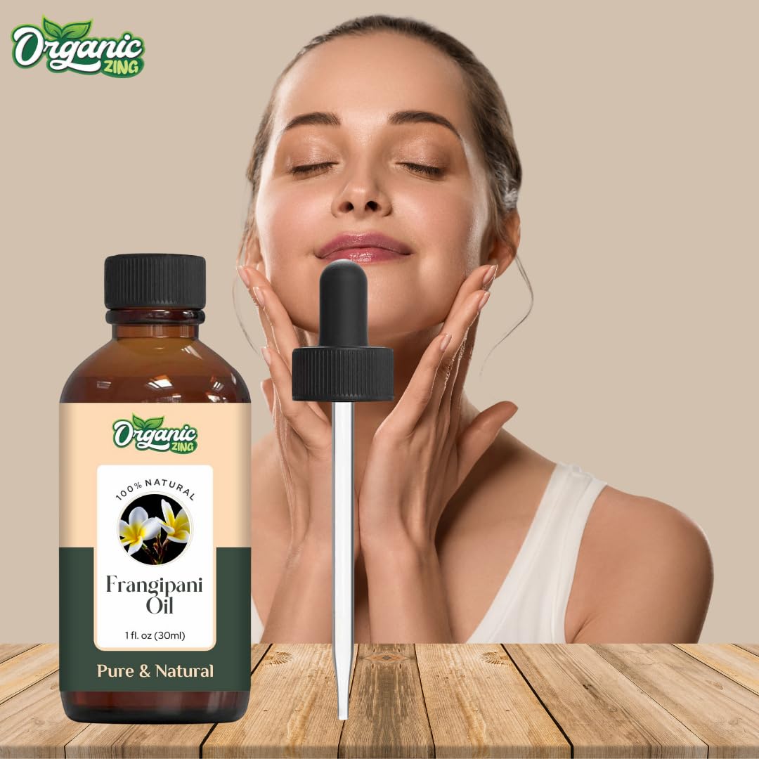 Organic Zing Frangipani (Plumeria alba) Oil | Pure & Natural Essential Oil for Skincare, Massage, Aroma & Diffuser