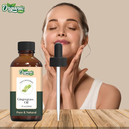 Organic Zing Gingergrass (Cymbopogon martinii) Oil | Pure & Natural Essential Oil for Skincare, Hair Care, Aroma and Diffusers