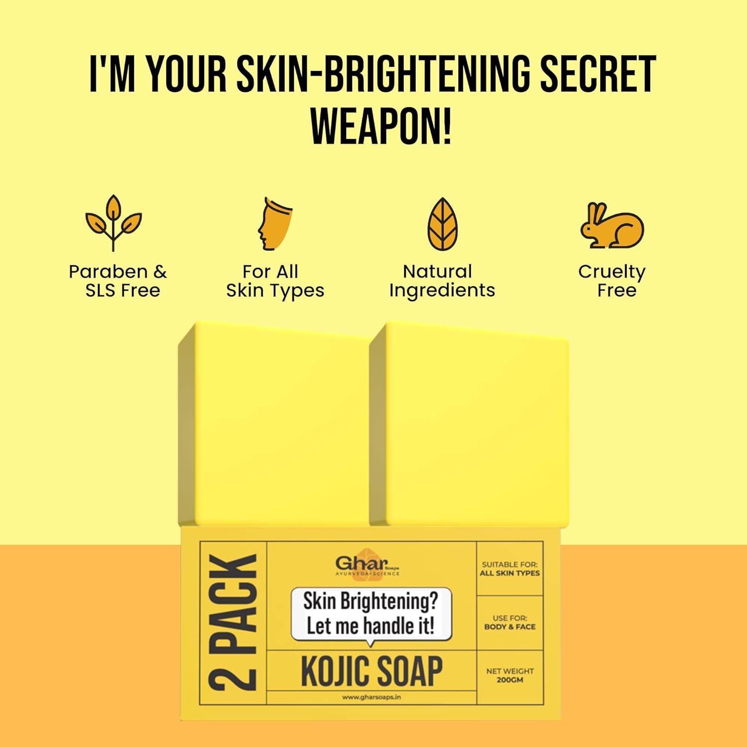GHAR SOAPS Kojic Acid Brightening Soap Duo for All Skin Types