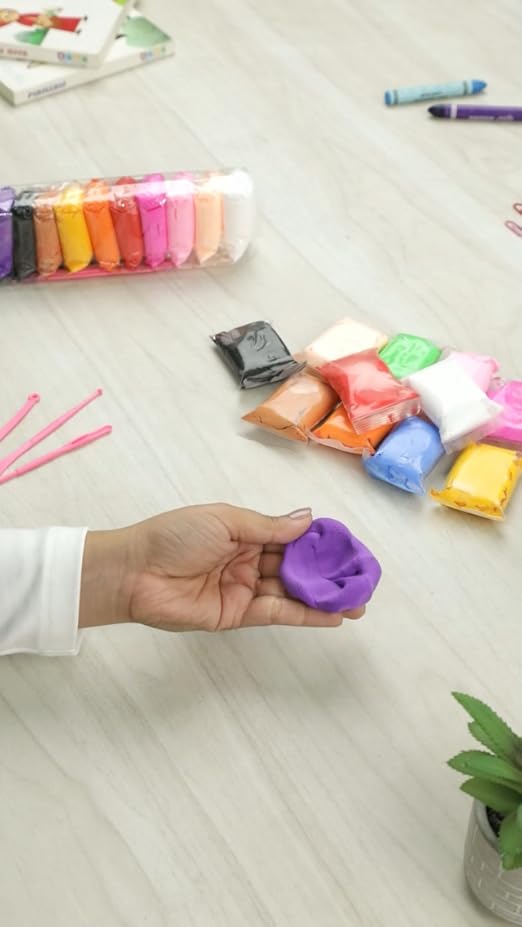Eclet 24 Pcs Colours Colors Air Dry Clay. Super Light DIY Clay for Model Air Dry Clay Fun Toy, Creative Art DIY Crafts, Gift for Kids ((Clay Pack of 24 Pcs)