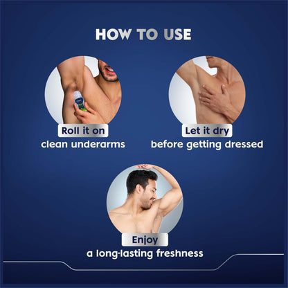NIVEA Men Fresh Power Roll-On Deodorant 50ml - Long-Lasting Musk Fragrance