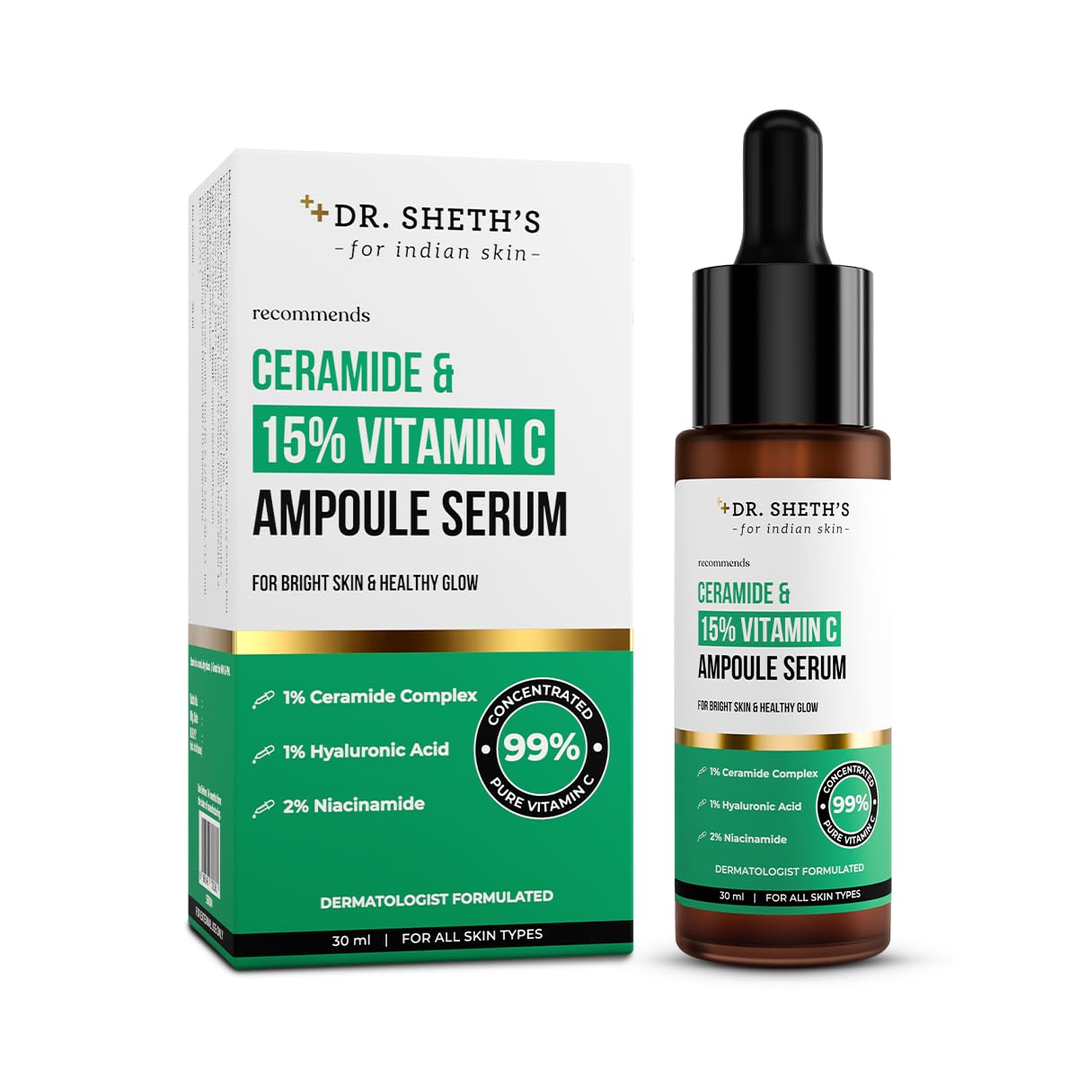 Dr. Sheth's Ceramide & 15% Vitamin C Serum for Brightening & Repair 30ml