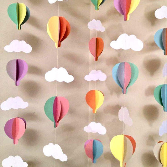 3D Paper Hanging Parachute and Cloud for Wall Decoration (Pack of 4, Multicolor), 74 Inches