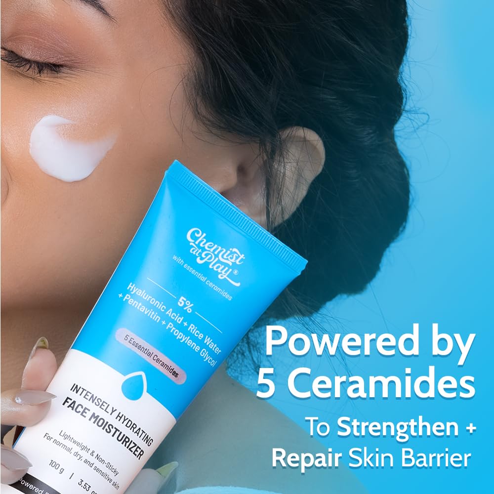 Chemist At Play's Intensely Hydrating Face Moisturizer | Hydrates Up to 24 Hours | Repairs Skin Barrier | Lightweight, Non-Sticky Formula | Best for Dry Skin | 100gms