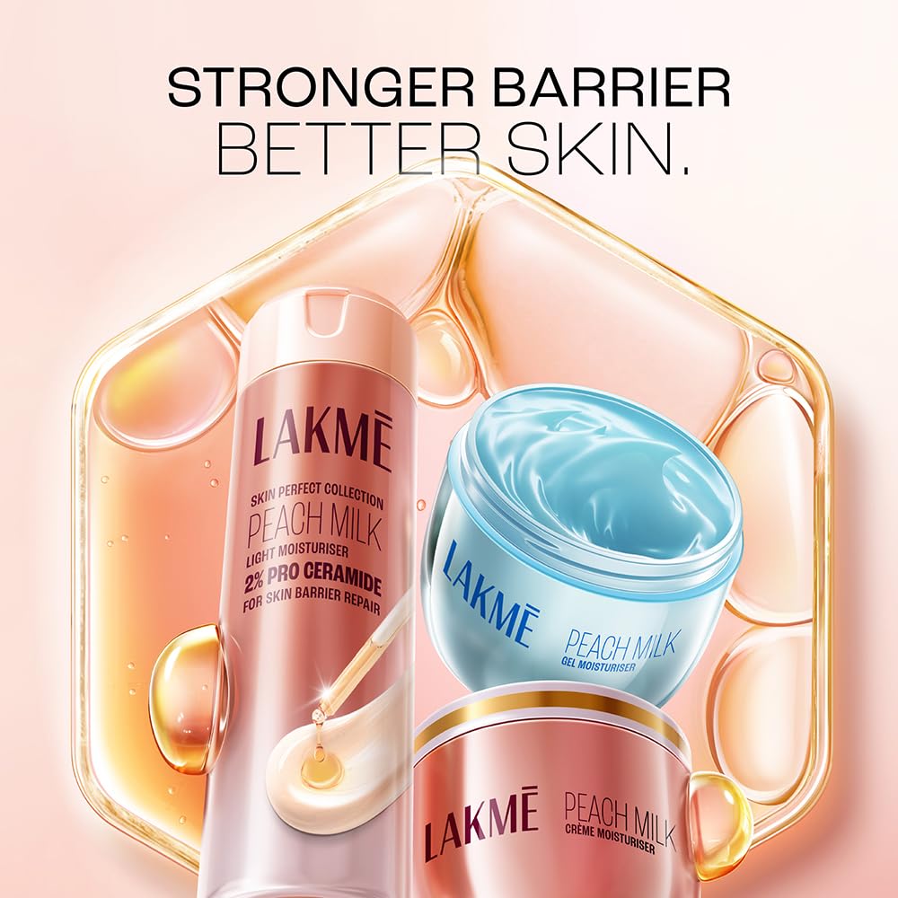 LAKMÉ Peach Milk Soft Crème Light Moisturizer for Face 300 g, Daily Lightweight Face Lotion with Vitamin E for Soft Skin- Non Sticky 24h Moisture