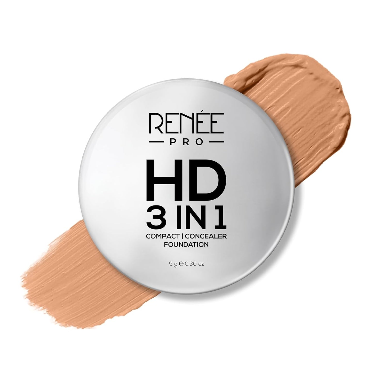 RENEE PRO HD 3 In 1 Compact,Concealer, Foundation - Gres, SPF 20, Matte Finish, High Coverage, Ultralight & Silky Smooth Finish, Enriched With Vitamin E, C & Aloe Vera - 9 Gm
