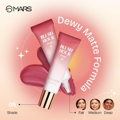 MARS Luxury Liquid Blush 12ml - Dewy Matte, Long-Lasting, Highly Pigmented