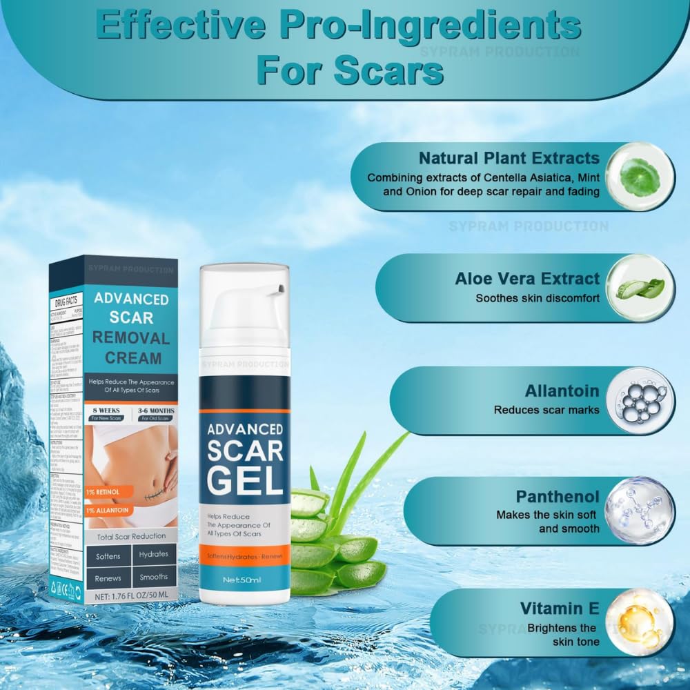 Scar Gel with Retinol for Face & Body Scars, Stretch Marks, 50g