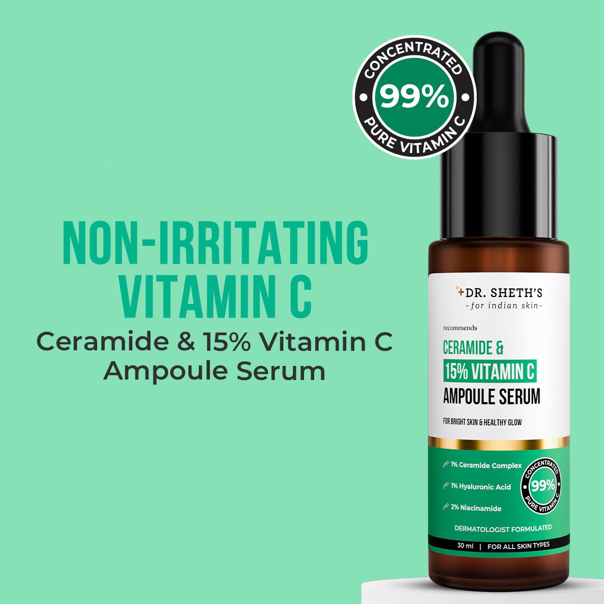 Dr. Sheth's Ceramide & 15% Vitamin C Serum for Brightening & Repair 30ml