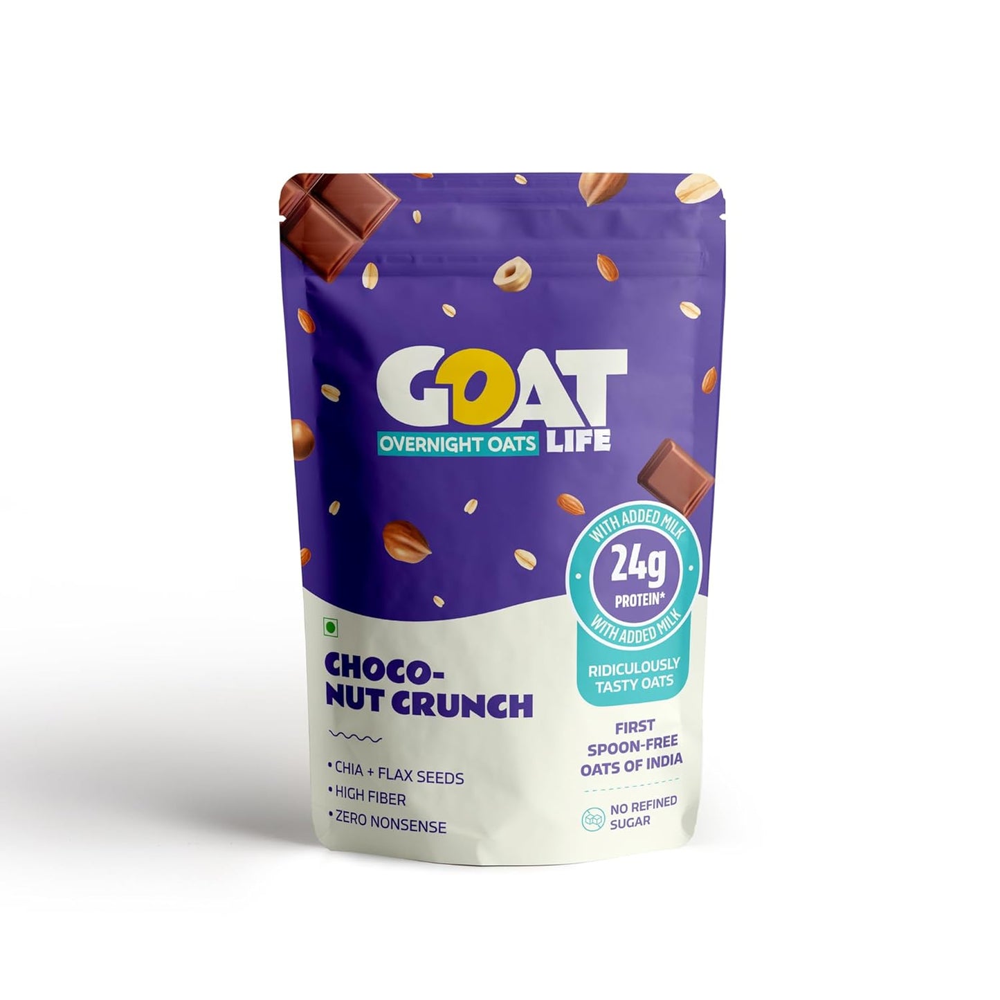GOAT Life Choco Hazelnut Overnight Oats 60g - High Protein, Gluten-Free, Vegan