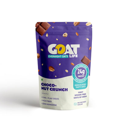 GOAT Life Choco Hazelnut Overnight Oats 60g - High Protein, Gluten-Free, Vegan