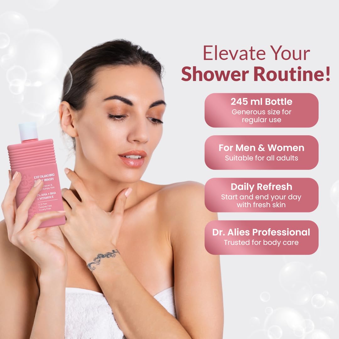 Dr. Alies Exfoliating Body Wash 245ml with AHA BHA for Smooth Skin