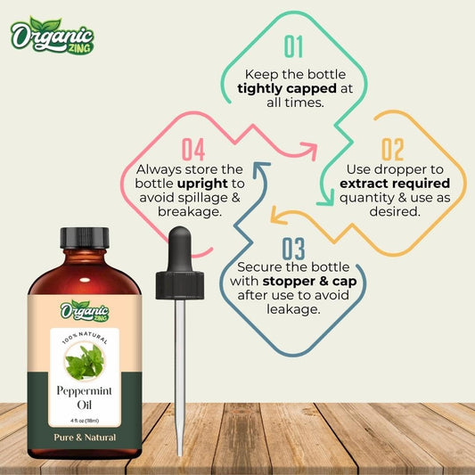 Organic Zing Peppermint (Mentha piperita) Essential Oil Pure & Natural for Skin, Face, Massage, Aromatherapy, Diffuser