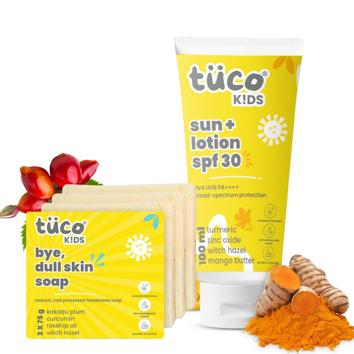 Tuco Kids Soap 6-Pack with Turmeric, Shea & Coconut, Paraben-Free, Ages 2-15