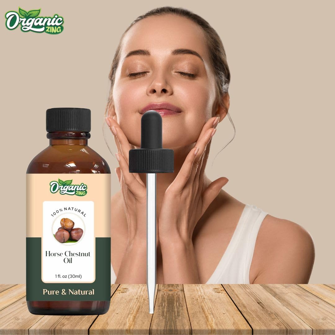 Organic Zing Horse Chestnut (Aesculus hippocastanum) Oil | Pure & Natural Essential Oil for Skincare, Hair Care & Massage