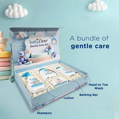 Baby Dove Rich Moisture Baby Care Gift Set – Head to Toe Wash, Hypoallergenic Shampoo, Lotion & Baby Soap Bar | Sensitive Skin Formula | 4 Items | 675 g