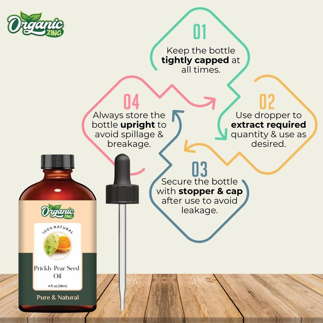 Organic Zing Prickly Pear Seed (Opuntia basilaris P.) Oil | Pure & Natural Carrier Oil for Massage, Skincare & Haircare