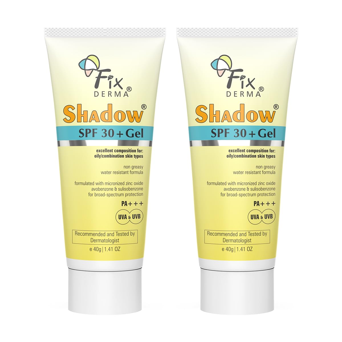 Fixderma Shadow Sunscreen SPF 50+ PA+++ Gel | Sunscreen SPF 50 for Oily, Acne Prone & Normal Skin | Broad Spectrum & UVA & UVB Protection | Lightweight | No White Cast | For Unisex - 75G