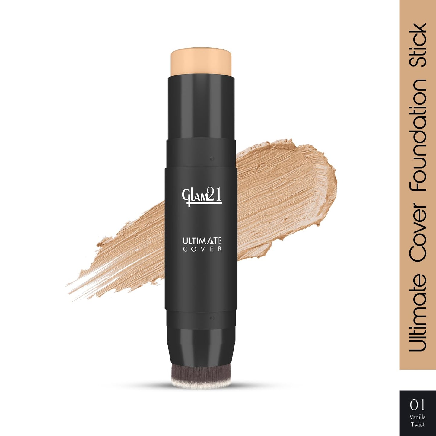 Glam21 Foundation Stick with Brush, Waterproof Matte Finish, 8g Vanilla Twist