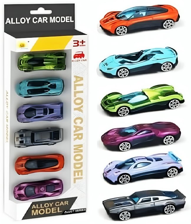 Galaxy Hi-Tech Mini Metal Die Cast Car Toy Vehicle Play Set, Free Wheel High Speed Unbreakable, Small Racing Movie Vehicle Car for Exciting Playtime Adventures for Kid, Multicolor, Set of 6