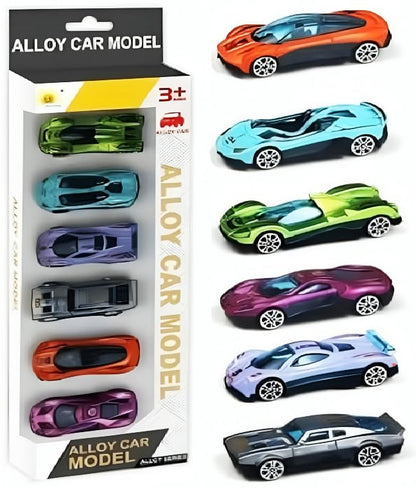 Galaxy Hi-Tech Mini Metal Die Cast Car Toy Vehicle Play Set, Free Wheel High Speed Unbreakable, Small Racing Movie Vehicle Car for Exciting Playtime Adventures for Kid, Multicolor, Set of 6