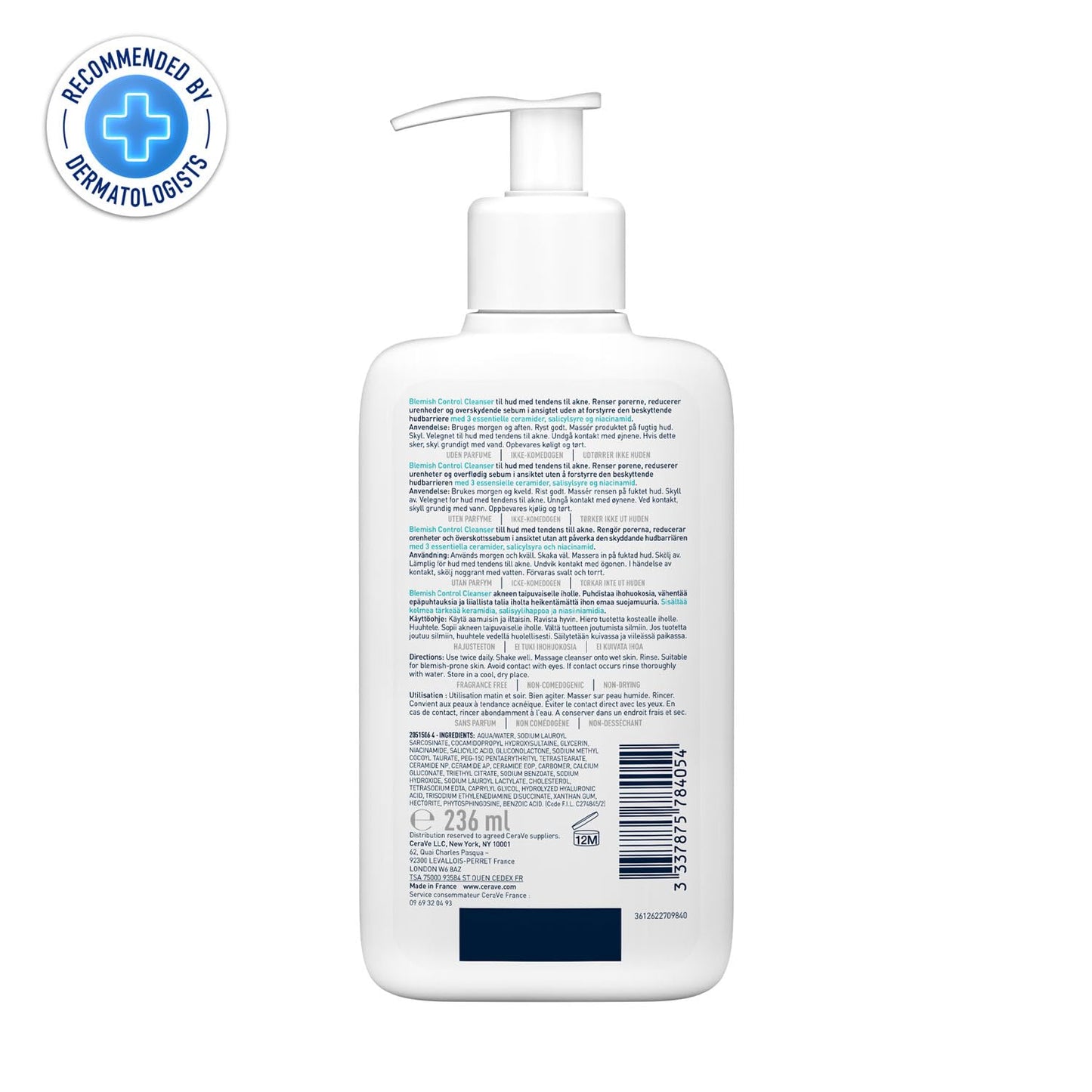 CeraVe Acne Control Cleanser 2% Salicylic Acid Niacinamide 236ml