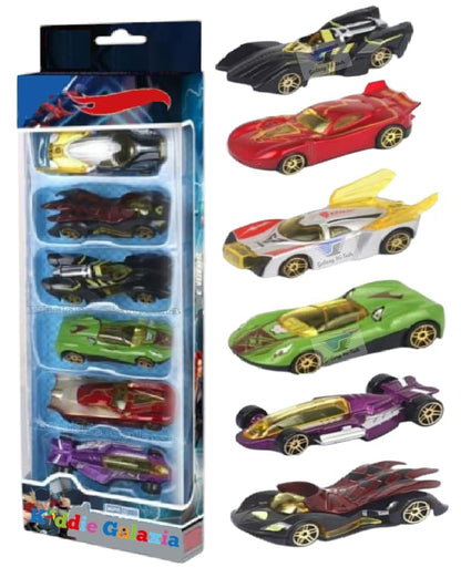 Galaxy Hi-Tech Mini Metal Die Cast Car Toy Vehicle Play Set, Free Wheel High Speed Unbreakable, Small Racing Movie Vehicle Car for Exciting Playtime Adventures for Kid, Multicolor, Set of 6