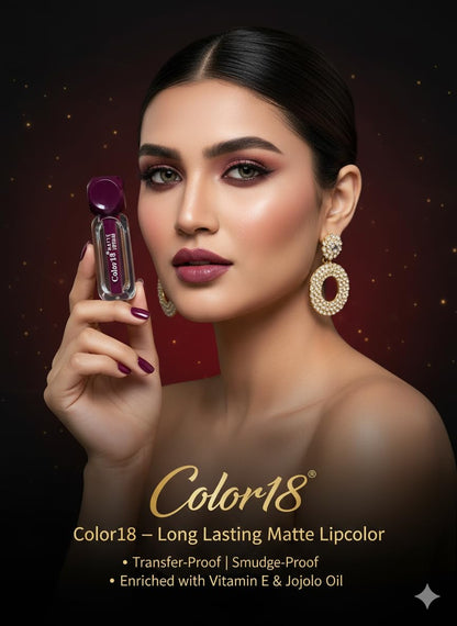 Color 18® Liquid Lipstick Set of 12 | Long Lasting Matte, Smudge-Proof & Waterproof Lip Colors | Bold & Vibrant Shades for All Occasions (Pack of 12)