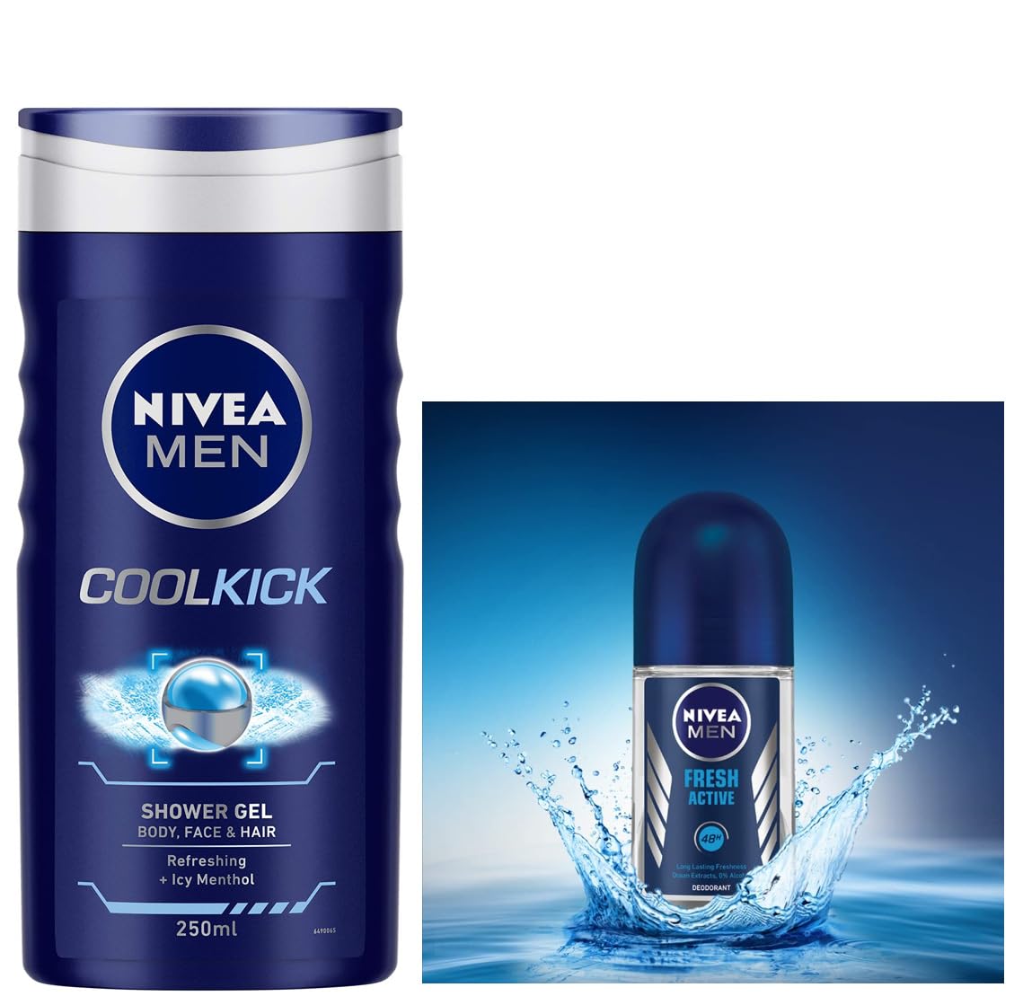 NIVEA MEN Fresh Active 50ml Deo Underarm Roll On | With Fresh Ocean Extracts Scent| 72 H Freshness| 0% Alcohol | Dermatologically Approved & Paraben Free Formula