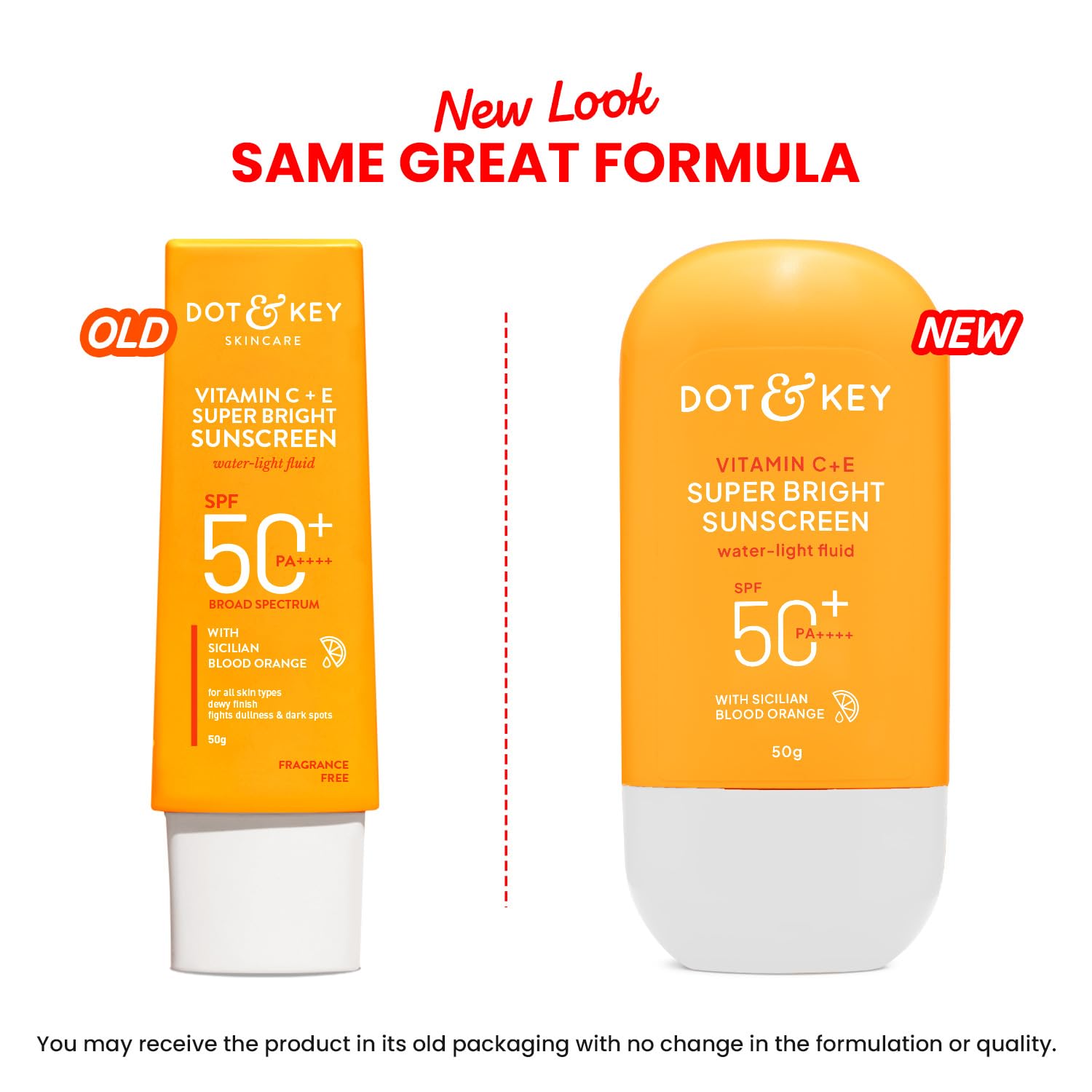 DOT & KEY Vitamin C + E Super Bright Sunscreen Spf 50 In-Vivo Tested | Water-Light,UVA/UVB & Blue Light Protection|For Even Toned & Glowing Skin|With Liquid Spf 50+++| No White Cast | For All Skin Types| 50G,Pack Of 1