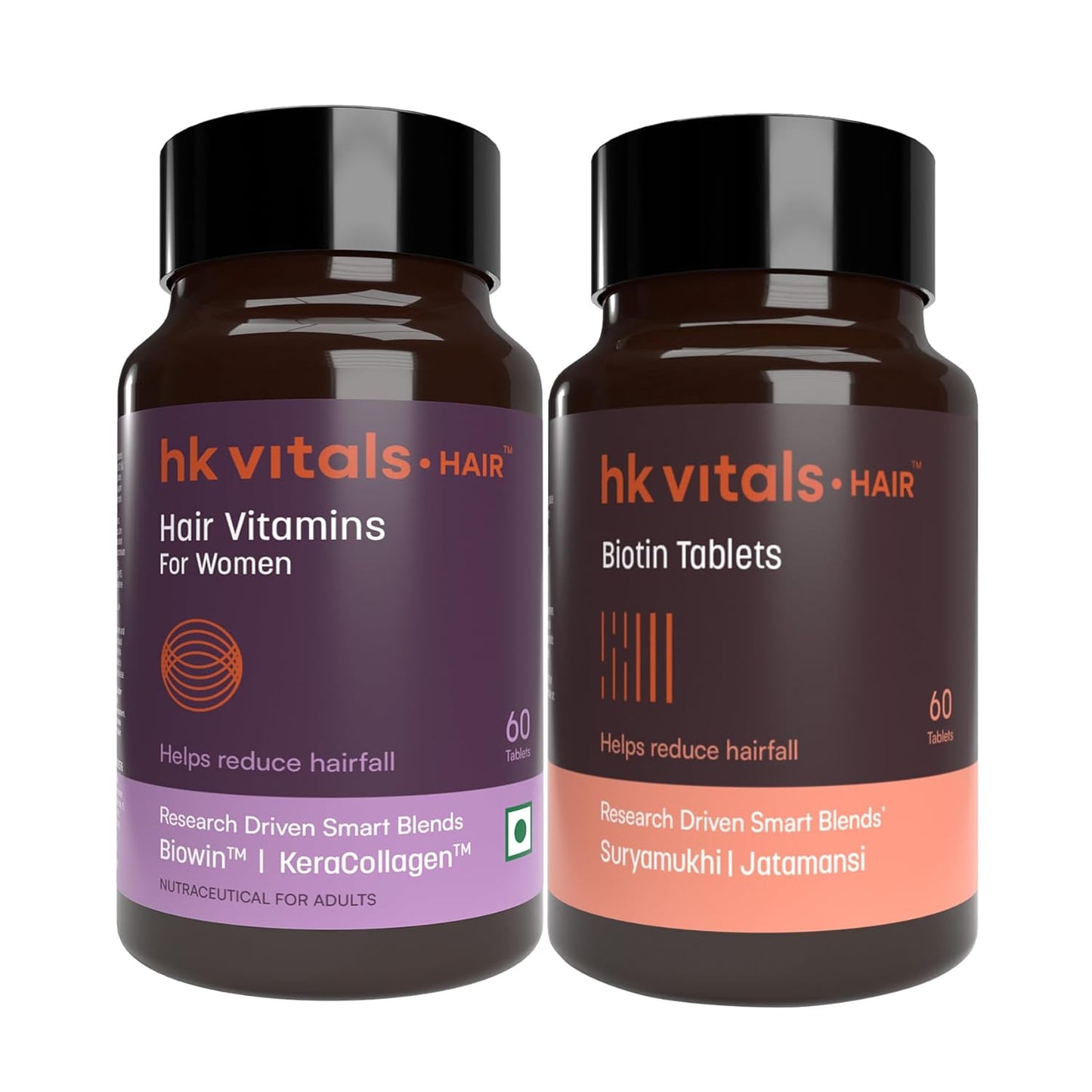 hk vitals Biotin (90 Tablets) | Supplement for Hair Growth, Strong Hair and Glowing Skin, Fights Nail Brittleness