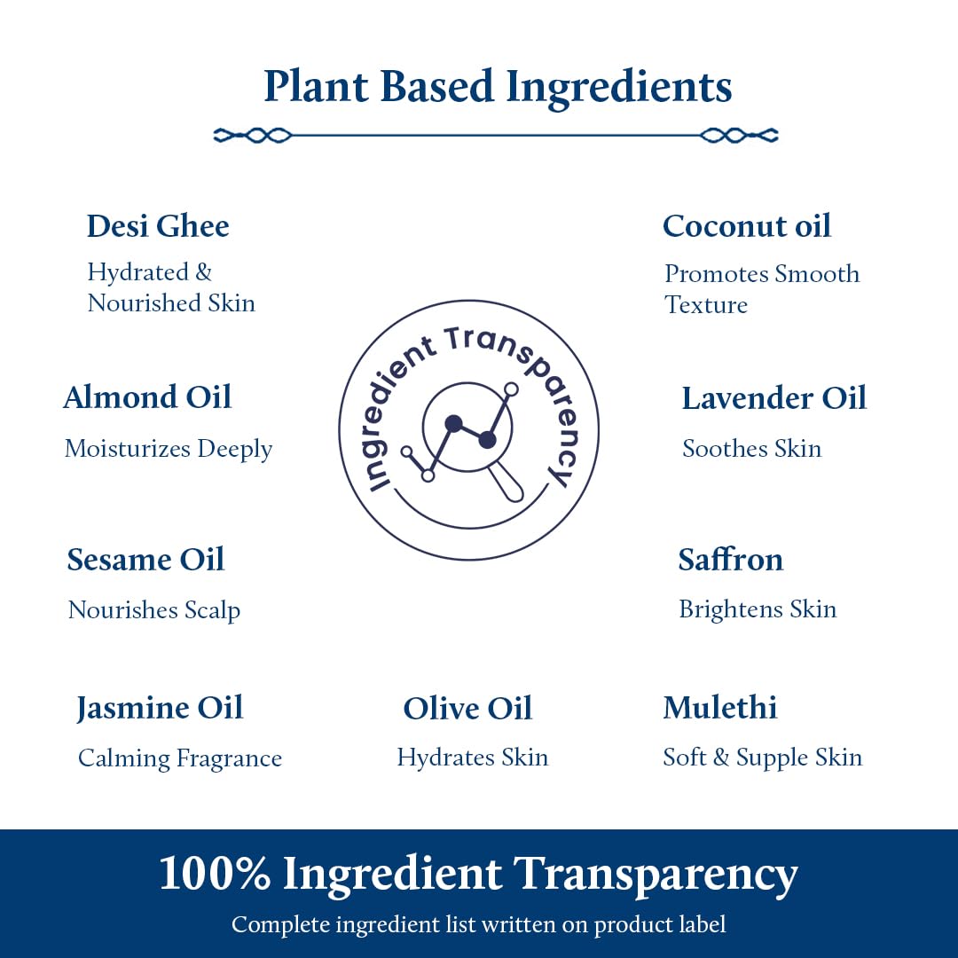 Blue Nectar Ayurvedic Baby Oil with Organic Ghee, 100% Natural Baby Massage Oil With Coconut Oil & Olive Oil | Dermatogically Tested (13 Herbs, 200ml)
