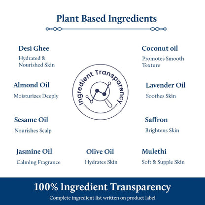 Blue Nectar Ayurvedic Baby Oil with Organic Ghee, 100% Natural Baby Massage Oil With Coconut Oil & Olive Oil | Dermatogically Tested (13 Herbs, 200ml)