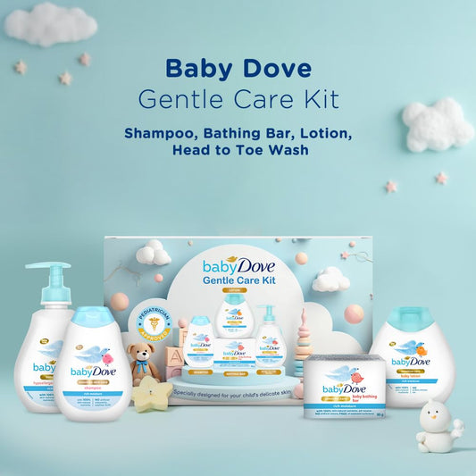 Baby Dove Rich Moisture Baby Care Gift Set – Head to Toe Wash, Hypoallergenic Shampoo, Lotion & Baby Soap Bar | Sensitive Skin Formula | 4 Items | 675 g
