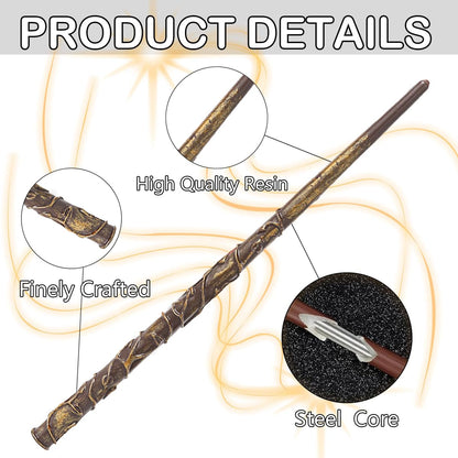 Magic Stick, HP Magic Wand Set, 6 Pcs Halloween Cosplay Props Gifts Magic Wand Tie Necklace Eyeglass Frame for Kids and Adults Birthday Dress-Up Party