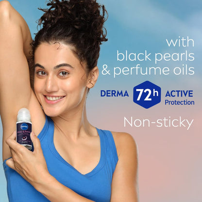 NIVEA Pearl & Beauty Women's Deodorant Roll-On, 72H Floral Scent, 50ml