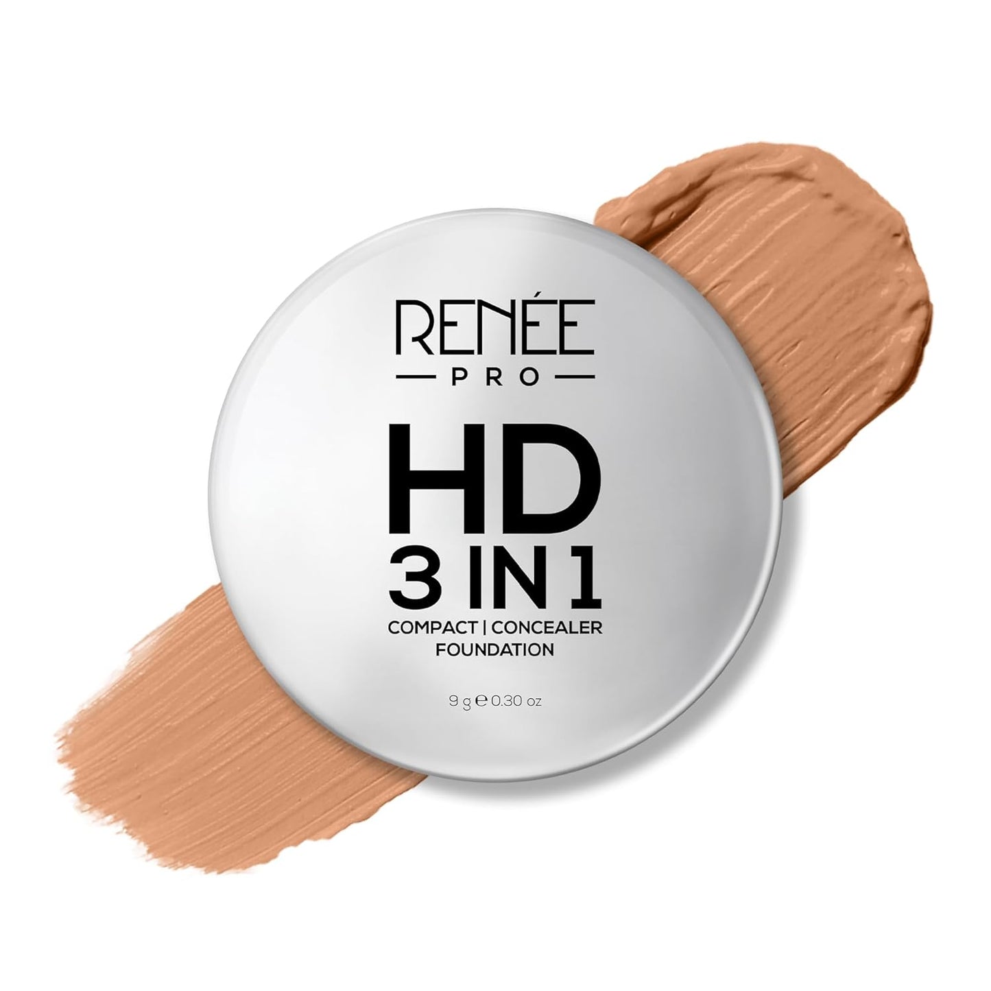 RENEE PRO HD 3 In 1 Compact,Concealer, Foundation - Gres, SPF 20, Matte Finish, High Coverage, Ultralight & Silky Smooth Finish, Enriched With Vitamin E, C & Aloe Vera - 9 Gm