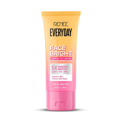 RENEE Everyday Face Bright Serum In Cream | Brighter, Hydrated Skin | Reduces Dark Spots, Even Skin Tone | With Niacinamide, Hyaluronic acid & Glutathione | 50 ml