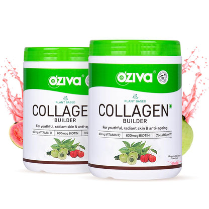 OZiva Phyto Ceramides+ Collagen Builder Supplements | Veg Collagen Powder for Women | Supplement for Skin Hydration, Moisture Retention & Barrier Repair | Blueberry, 30 Sachets