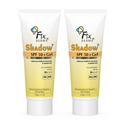 Fixderma Shadow Sunscreen SPF 50+ PA+++ Gel | Sunscreen SPF 50 for Oily, Acne Prone & Normal Skin | Broad Spectrum & UVA & UVB Protection | Lightweight | No White Cast | For Unisex - 75G