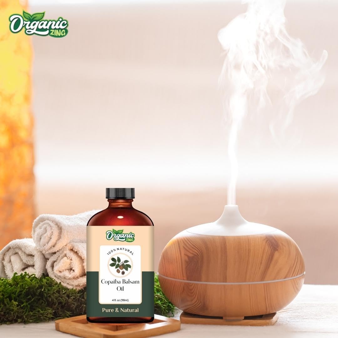 Organic Zing Copaiba Balsam (Copaifera officinalis) Oil | Pure & Natural Essential Oil for Skincare, Hair Care and Massage